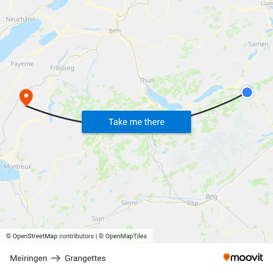Meiringen to Grangettes map