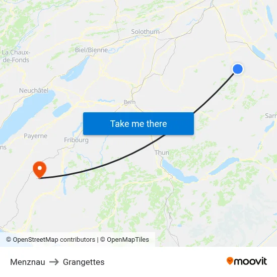 Menznau to Grangettes map