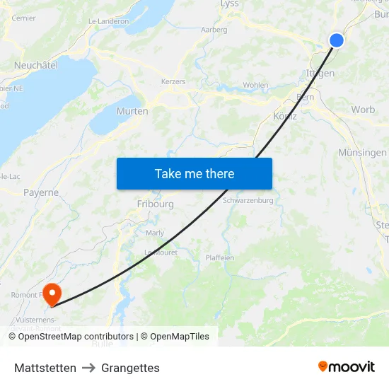Mattstetten to Grangettes map
