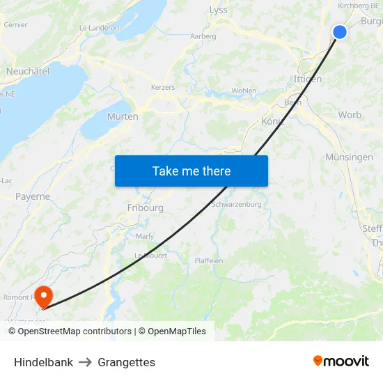 Hindelbank to Grangettes map