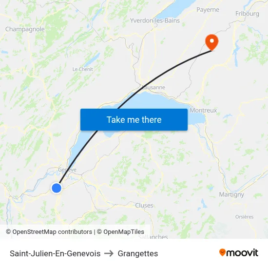 Saint-Julien-En-Genevois to Grangettes map