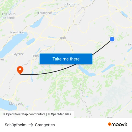 Schüpfheim to Grangettes map