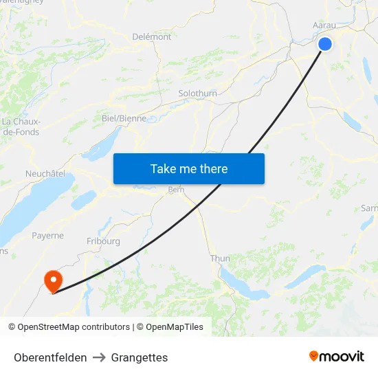 Oberentfelden to Grangettes map