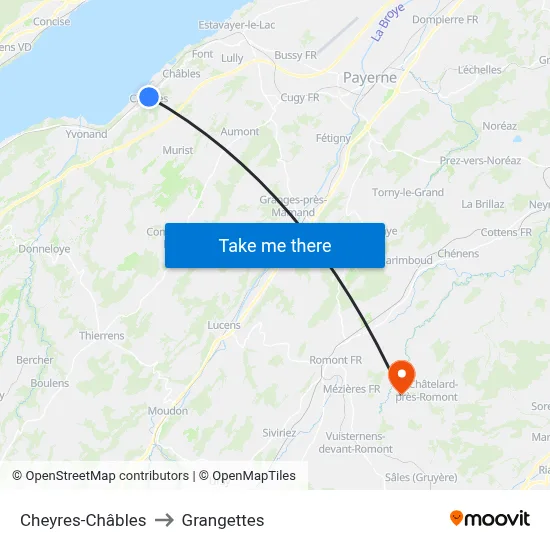 Cheyres-Châbles to Grangettes map
