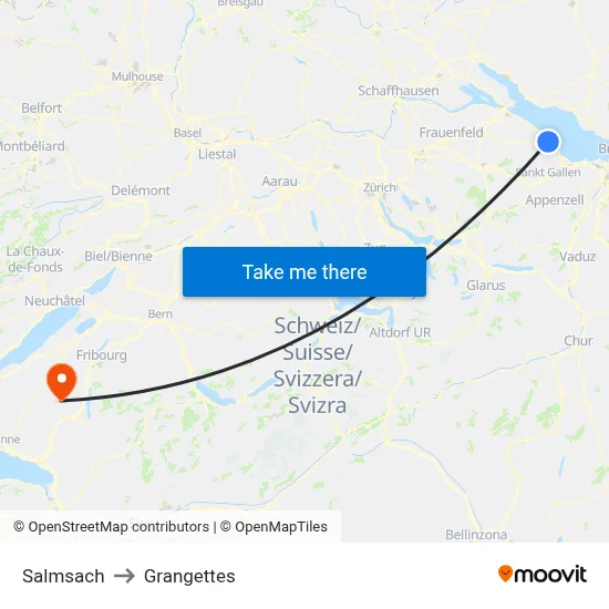 Salmsach to Grangettes map