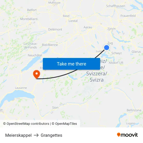 Meierskappel to Grangettes map