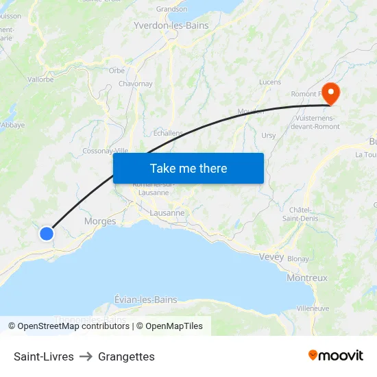 Saint-Livres to Grangettes map