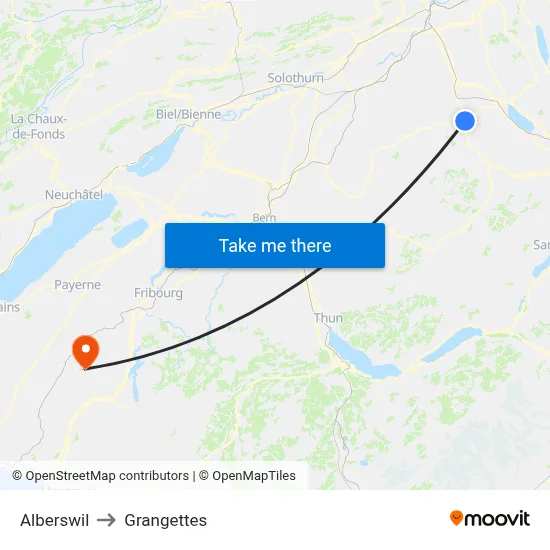 Alberswil to Grangettes map