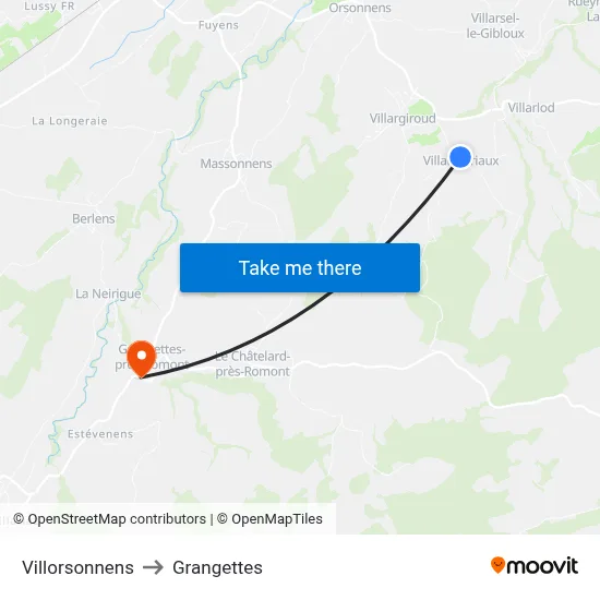 Villorsonnens to Grangettes map