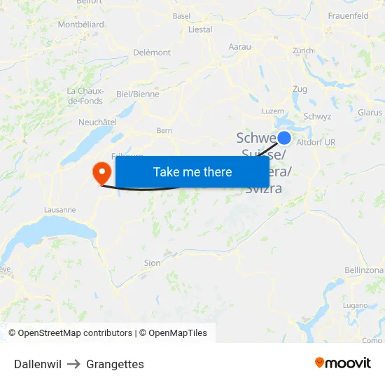 Dallenwil to Grangettes map