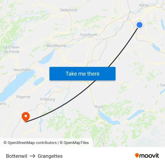 Bottenwil to Grangettes map
