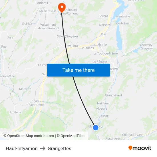 Haut-Intyamon to Grangettes map