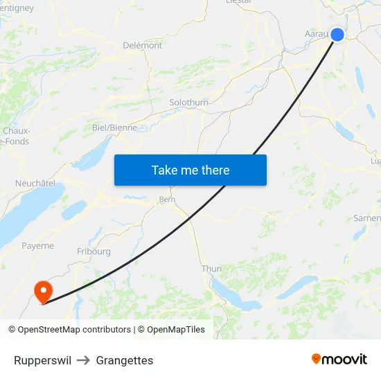 Rupperswil to Grangettes map
