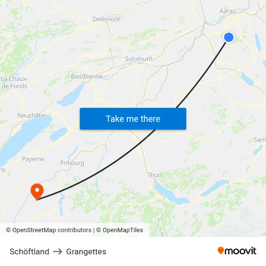 Schöftland to Grangettes map
