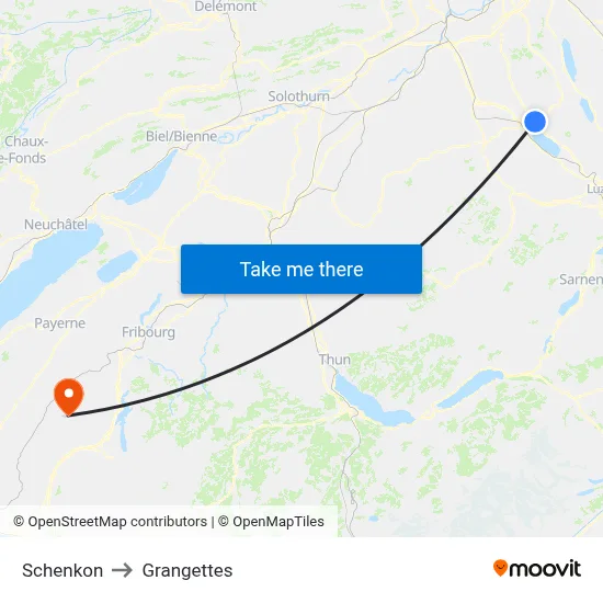 Schenkon to Grangettes map