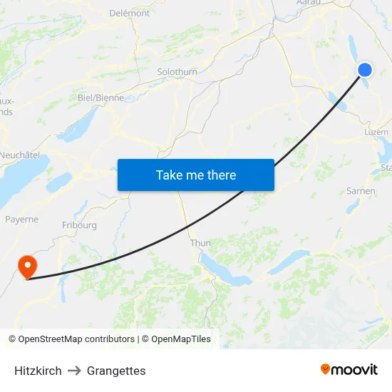 Hitzkirch to Grangettes map