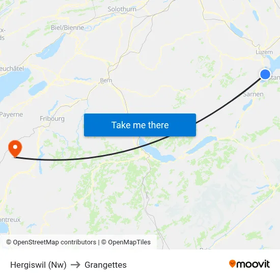 Hergiswil (Nw) to Grangettes map