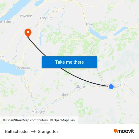 Baltschieder to Grangettes map