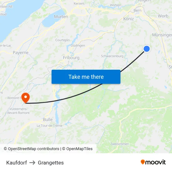 Kaufdorf to Grangettes map