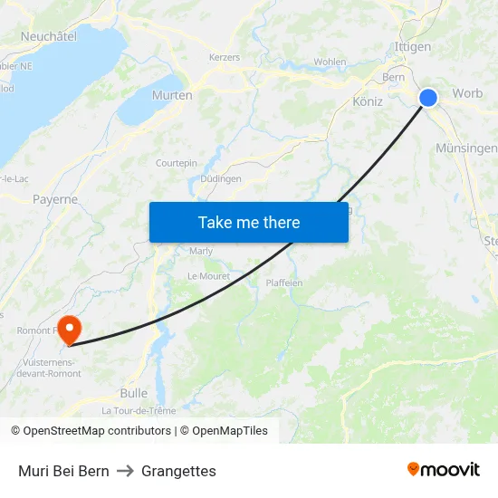 Muri Bei Bern to Grangettes map