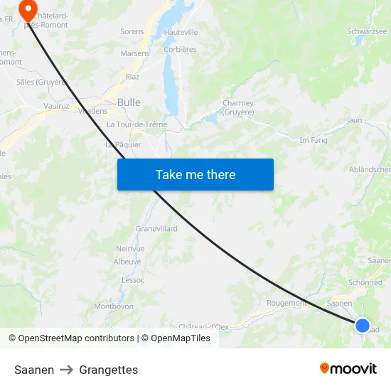 Saanen to Grangettes map