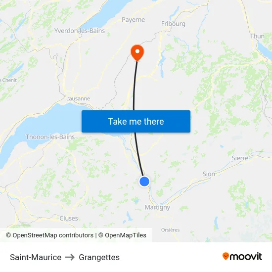 Saint-Maurice to Grangettes map