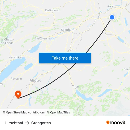 Hirschthal to Grangettes map