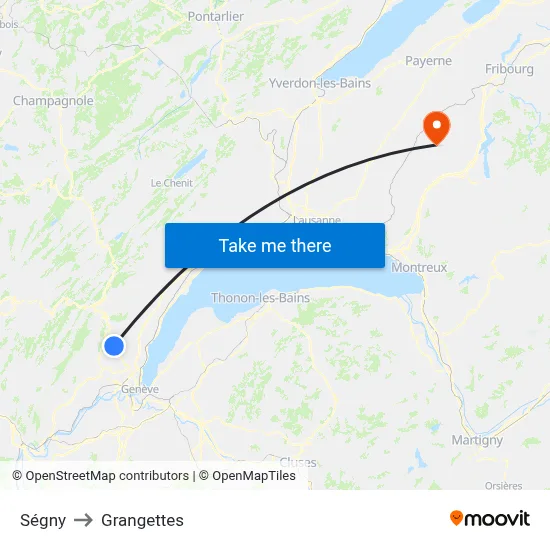Ségny to Grangettes map
