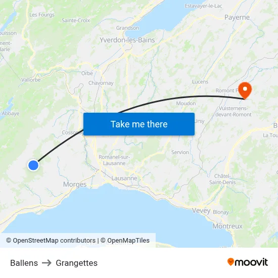 Ballens to Grangettes map