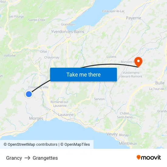 Grancy to Grangettes map