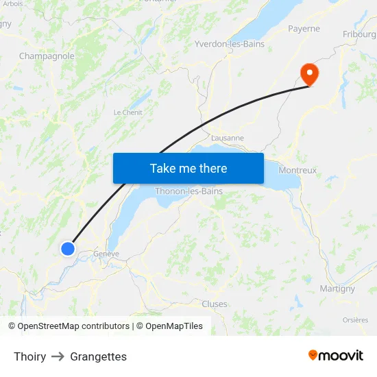 Thoiry to Grangettes map