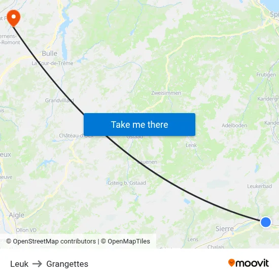 Leuk to Grangettes map
