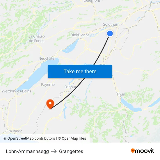 Lohn-Ammannsegg to Grangettes map