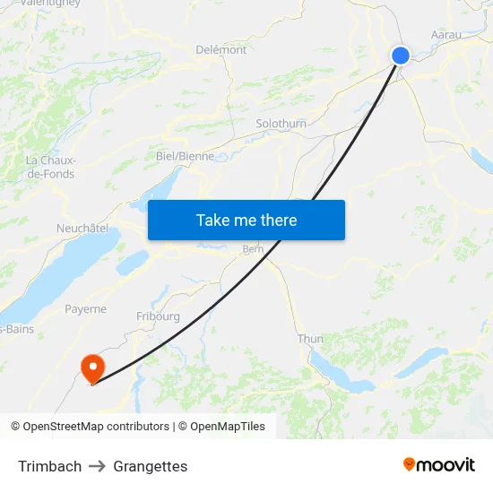 Trimbach to Grangettes map
