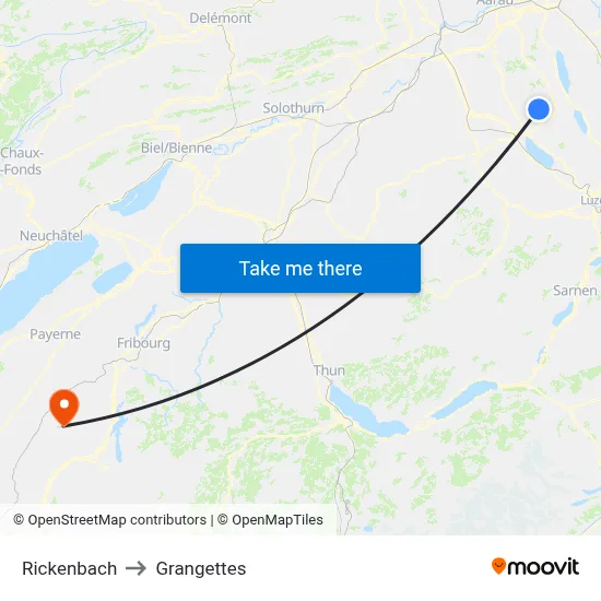 Rickenbach to Grangettes map