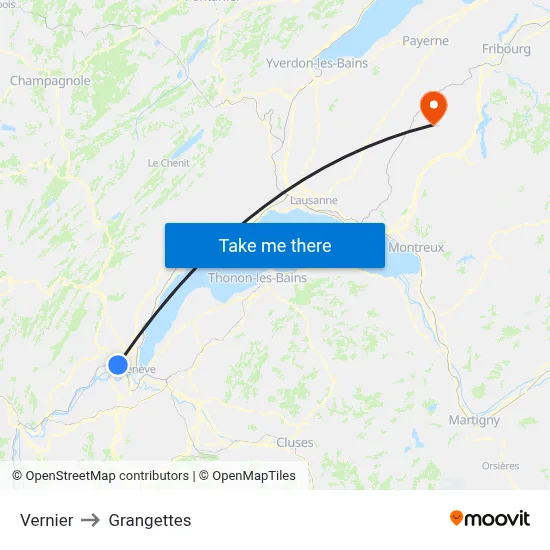Vernier to Grangettes map