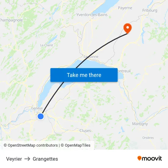 Veyrier to Grangettes map