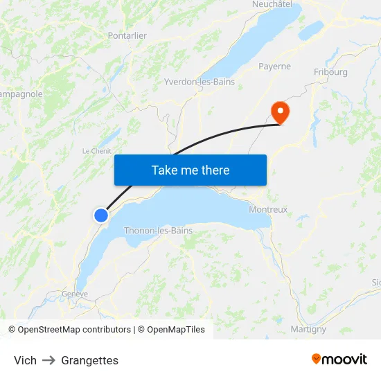 Vich to Grangettes map