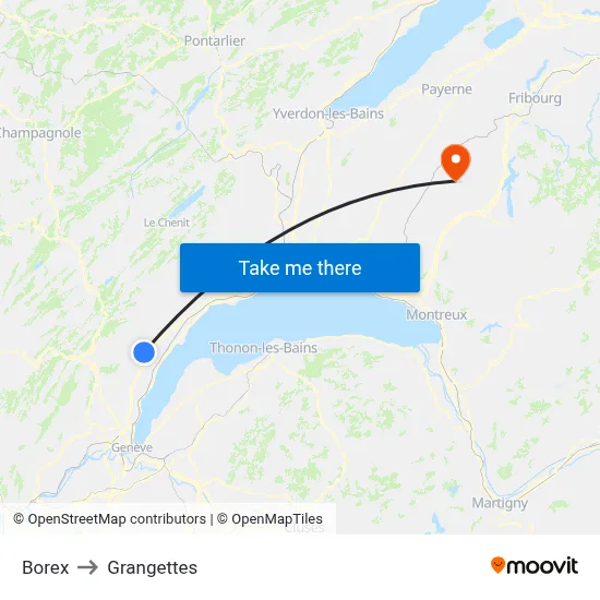 Borex to Grangettes map