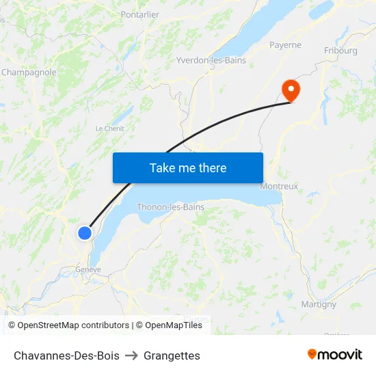 Chavannes-Des-Bois to Grangettes map