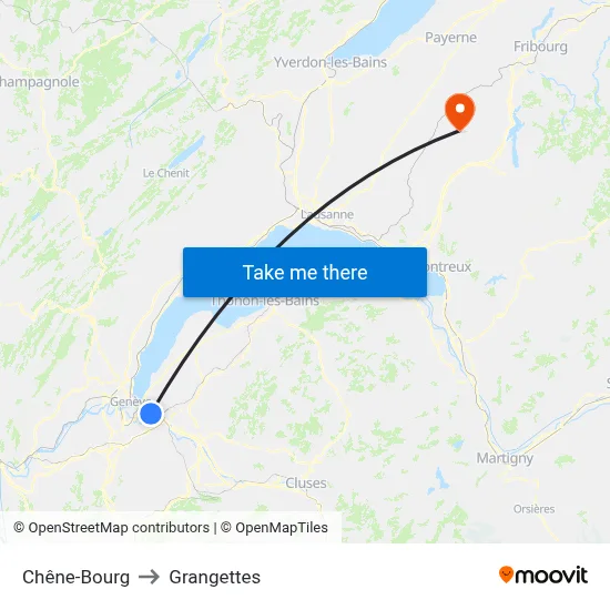 Chêne-Bourg to Grangettes map
