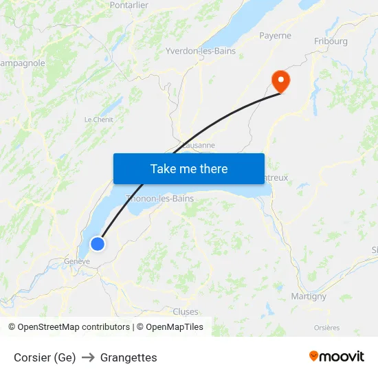 Corsier (Ge) to Grangettes map