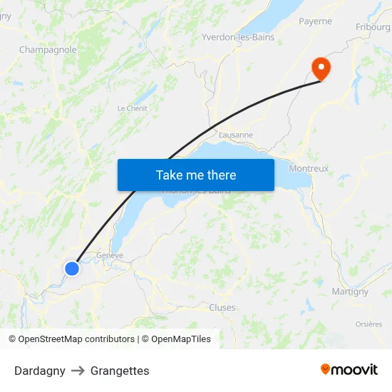 Dardagny to Grangettes map