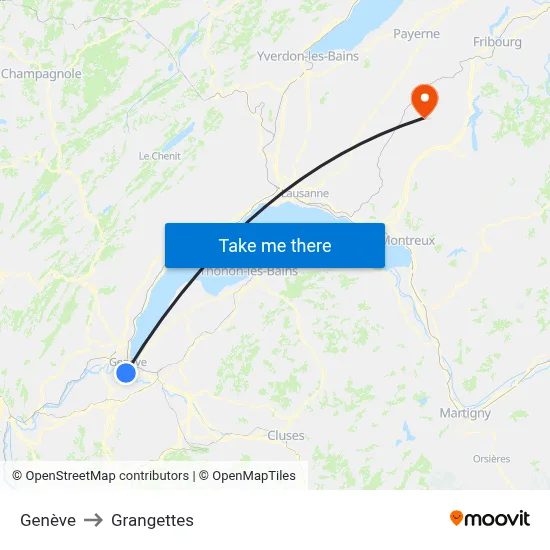 Genève to Grangettes map