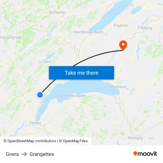 Grens to Grangettes map