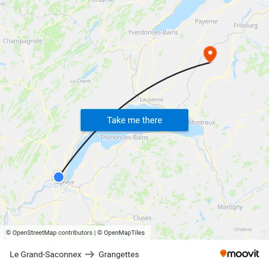 Le Grand-Saconnex to Grangettes map