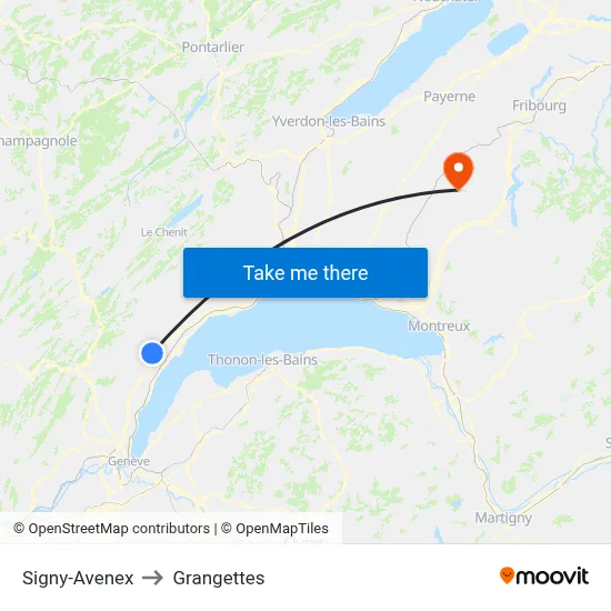 Signy-Avenex to Grangettes map