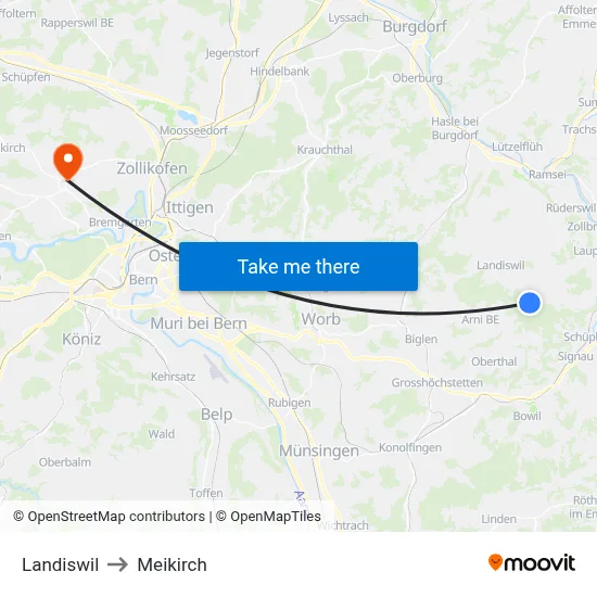 Landiswil to Meikirch map