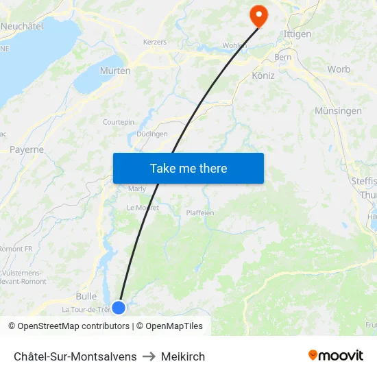 Châtel-Sur-Montsalvens to Meikirch map