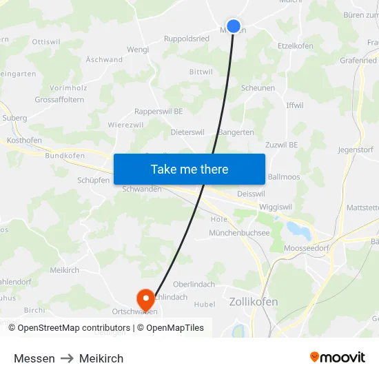 Messen to Meikirch map